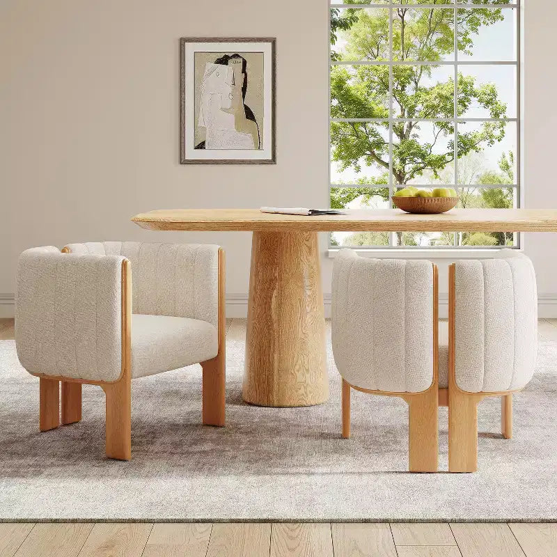 Eleganti sedie da pranzo per casa per cucina e sala da pranzo, set di 2 sedie da pranzo imbottite in bouclé di piccole dimensioni