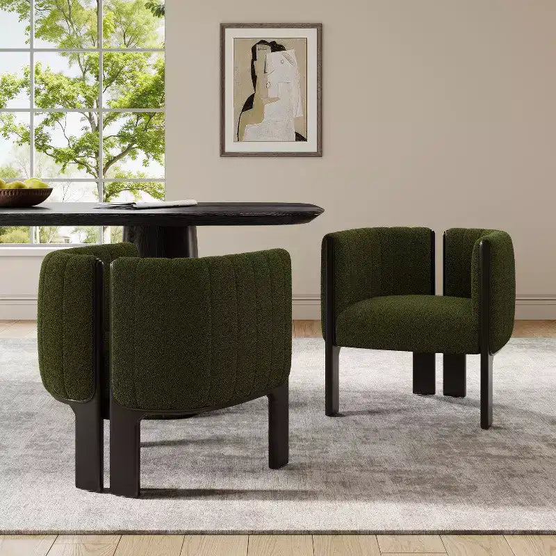 Eleganti sedie da pranzo per casa per cucina e sala da pranzo, set di 2 sedie da pranzo imbottite in bouclé di piccole dimensioni