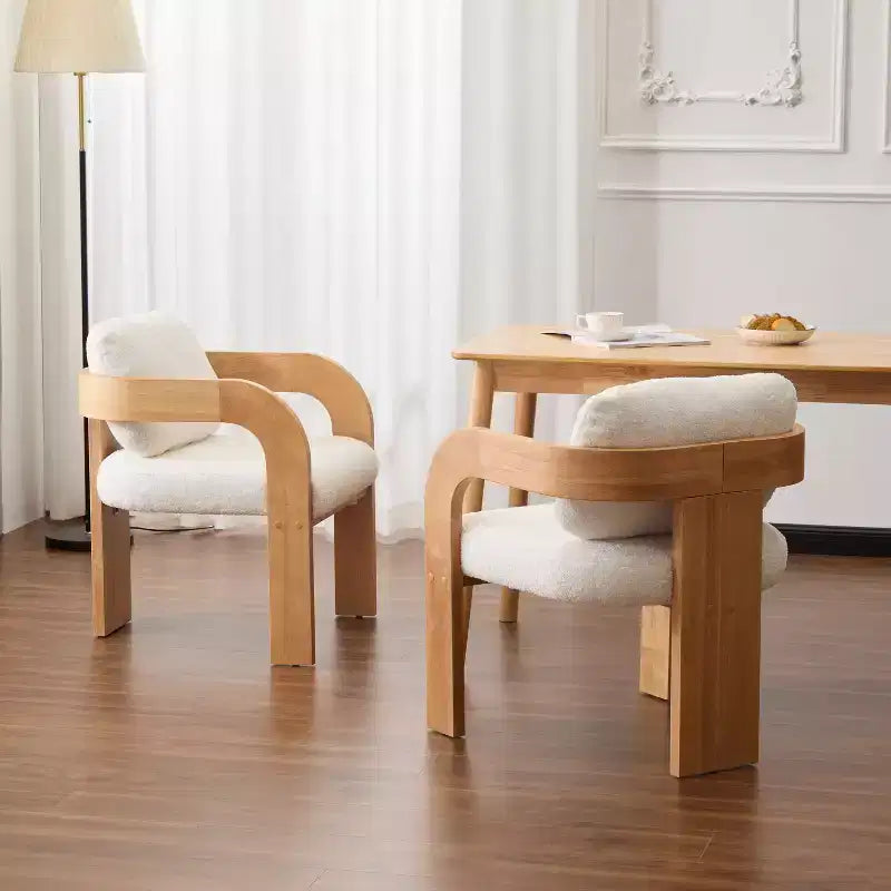 Eleganti sedie da pranzo per casa per cucina e sala da pranzo, set di 2 sedie da pranzo imbottite in bouclé di piccole dimensioni