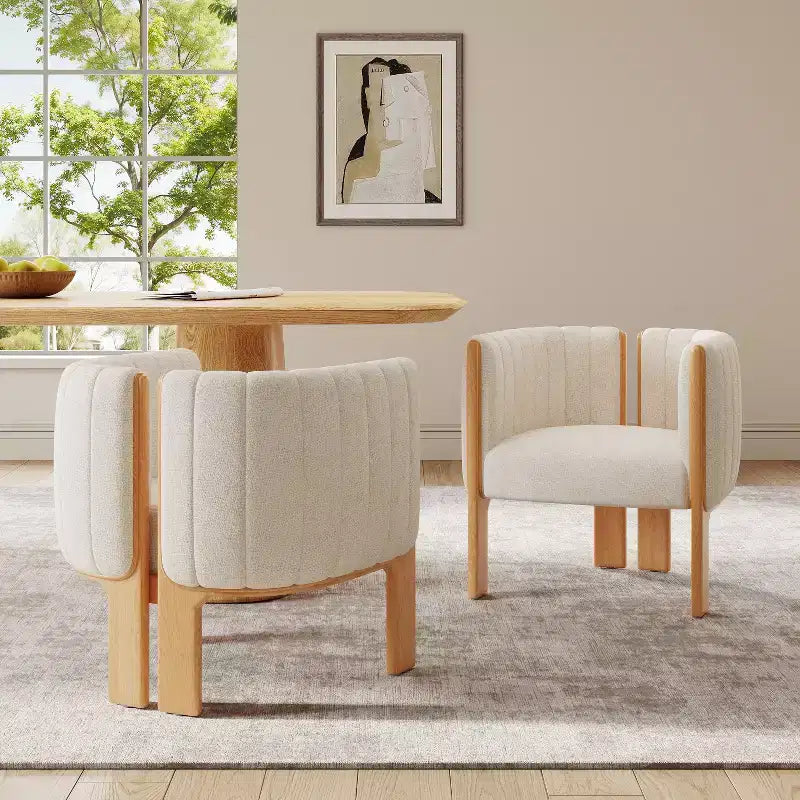 Eleganti sedie da pranzo per casa per cucina e sala da pranzo, set di 2 sedie da pranzo imbottite in bouclé di piccole dimensioni