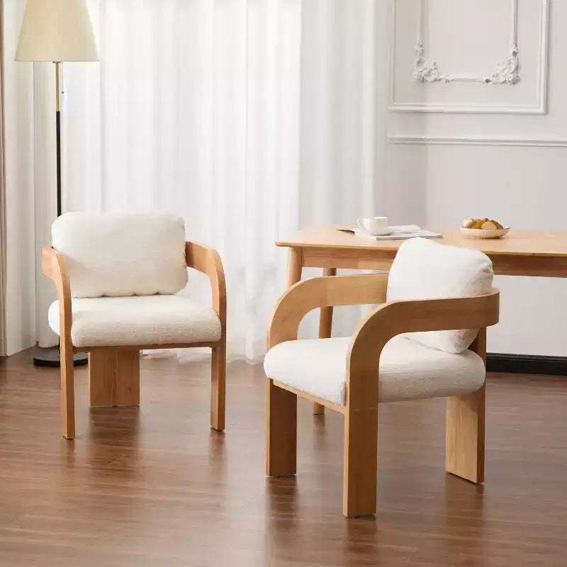 Eleganti sedie da pranzo per casa per cucina e sala da pranzo, set di 2 sedie da pranzo imbottite in bouclé di piccole dimensioni
