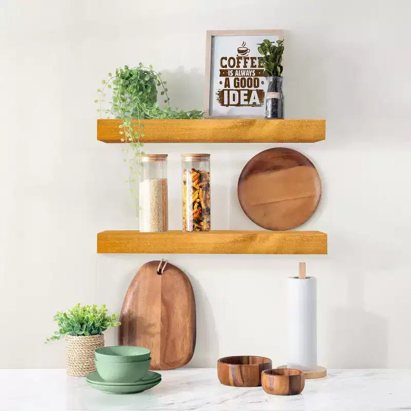 Sorbus Confezione da 2 Mensole Fluttuanti in Legno Massello da 40 cm - per Arredo Bagno, Libri, Camera da Letto e Soggiorno
