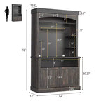 Armadietto da Bar per Caffè Alto 183 cm, Buffet con Vano Contenitore, Credenza da Cucina Stile Fattoria, Mobile Alto per Caffè con Ripiano per Microonde/Portabottiglie/Mensola in Vetro