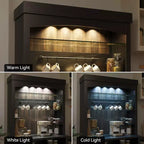 Armadietto da Bar per Caffè Alto 183 cm, Buffet con Vano Contenitore, Credenza da Cucina Stile Fattoria, Mobile Alto per Caffè con Ripiano per Microonde/Portabottiglie/Mensola in Vetro