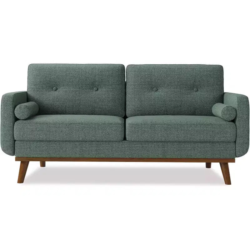 Divanetto Moderno da 65 Pollici, Divano a 2 Posti Rivestito in Lino, Mobili Imbottiti con Bottoni Trapuntati, Divano a Due Posti in Stile Mid-Century