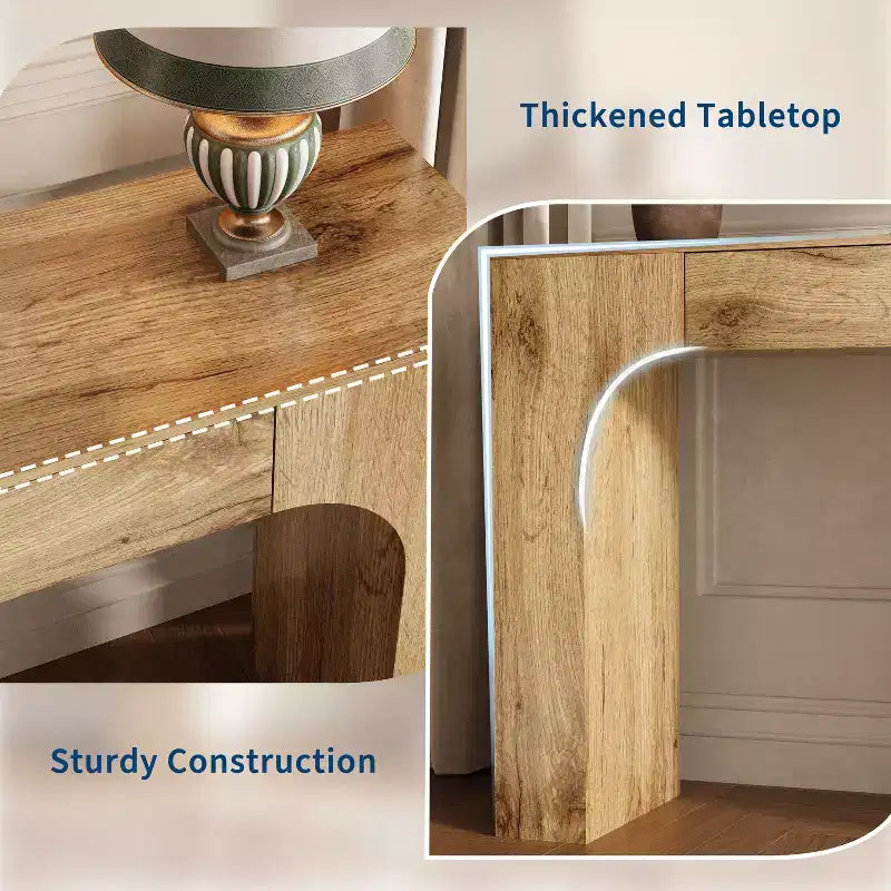 Tavolino Consolle COZONY da Inch con Cassetto Contenitore, Tavolo da Divano Industriale Rustico per Ingresso, Soggiorno, Corridoio, Atrio