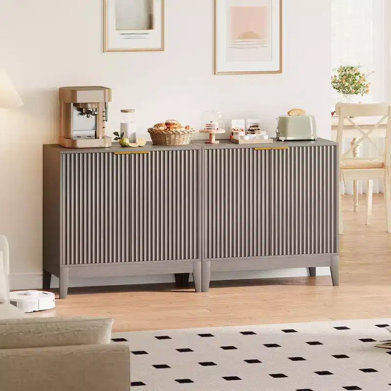 Ante e Ripiano Regolabile, Credenza a Buffet Scanalata per Soggiorno Sala da Pranzo Cucina Ingresso