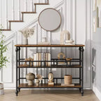43 Narrow Sofa Table, Console Table with Storage, 3-Tier Entryway Narrow Sofa Table with Shelves, Industrial Wooden Side Table, for Bedroom