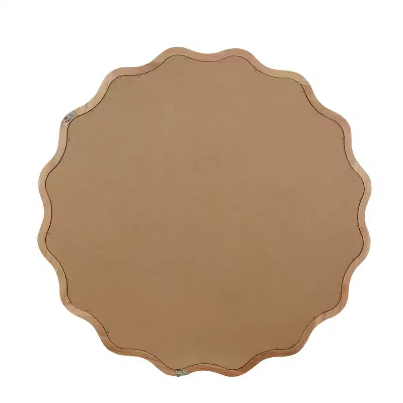 PexFix 36 Specchio decorativo rotondo ondulato con cornice in legno massello, specchio da parete moderno in stile rustico per camera da letto, bagno, soggiorno, ingresso, legno naturale