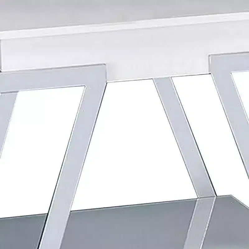 Tavolino 26 pollici, ripiano aperto, cromo, finitura bianco lucido
