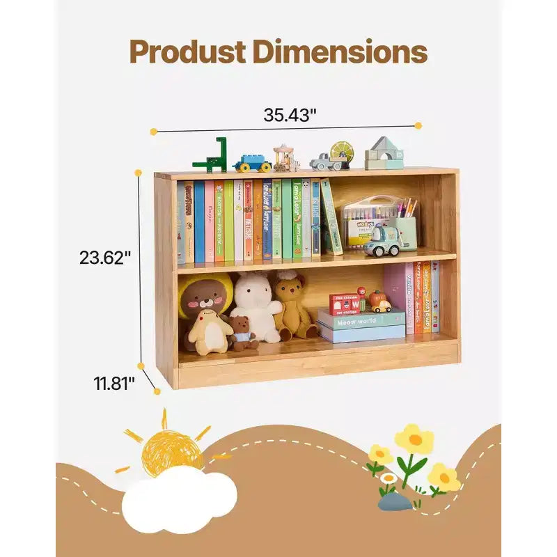 35 Libreria Montessori a 2 livelli con contenitore giochi per camera da letto, cameretta, soggiorno, ingresso, scuola materna, marrone