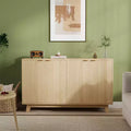 55.1 Sideboard Buffet Cabinet with Storage, Modern Fluted Accent Credenza with Doors & Adjustable Shelves, Wood Coffee Table for Living Room