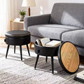 Modern Storage Ottoman & Vanity Stool - Multi-Functional Round Coffee Table, Multi-Functional Footrest & Bedroom Bench, Ink Black