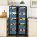 Wood Fruit and Vegetable Storage Rack, 5-Tier Narrow Snack Fruit Display Stand, Utility Shelf Organizer for Kitchen, Living Room, Bedroom