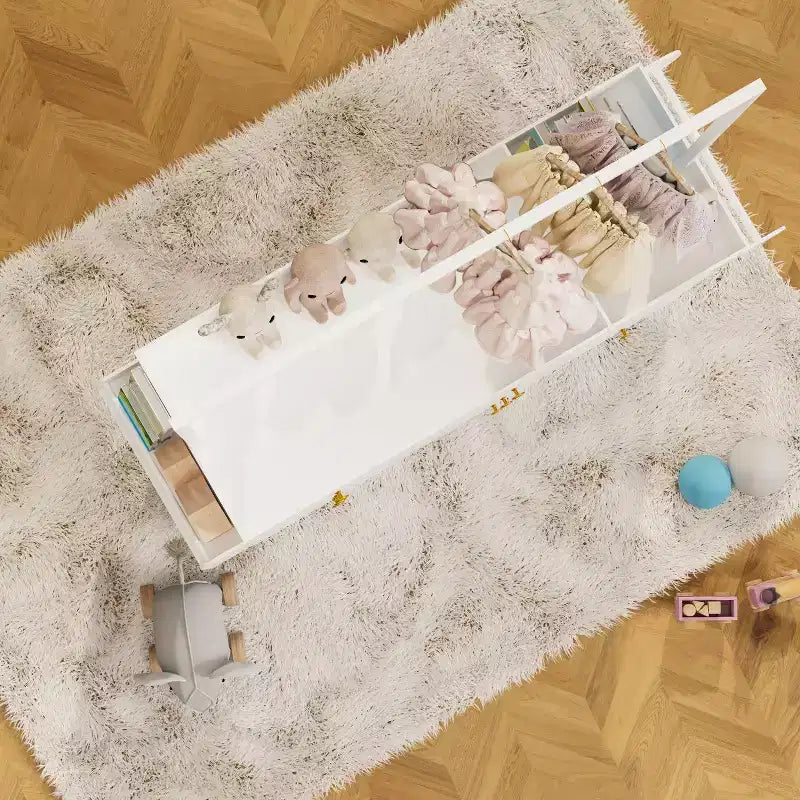 Fasciatoio con 3 Cassetti Extra Profondi, Ripiano Contenitore e Ganci Ideale per Asili Nido Bianco