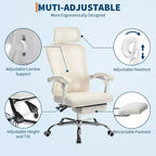 Sedia da Ufficio Ergonomica con Poggiapiedi Retraibile, Sedia da Scrivania in Rete ad Alto Schienale con Poggiatesta Regolabile e Supporto Lombare, Sedia Reclinabile da Computer
