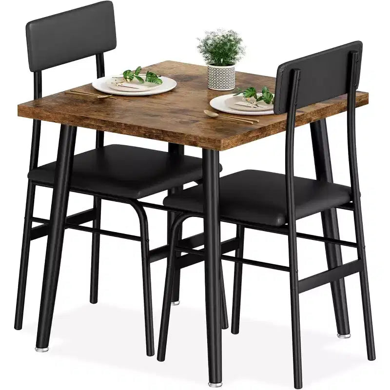 Tavolo da Pranzo Piccolo per 2, Set da Cucina 3 Pezzi con 2 Sedie Imbottite, Tavolo da Colazione per Piccoli Spazi, Sala da Pranzo, Appartamento, Ristorante