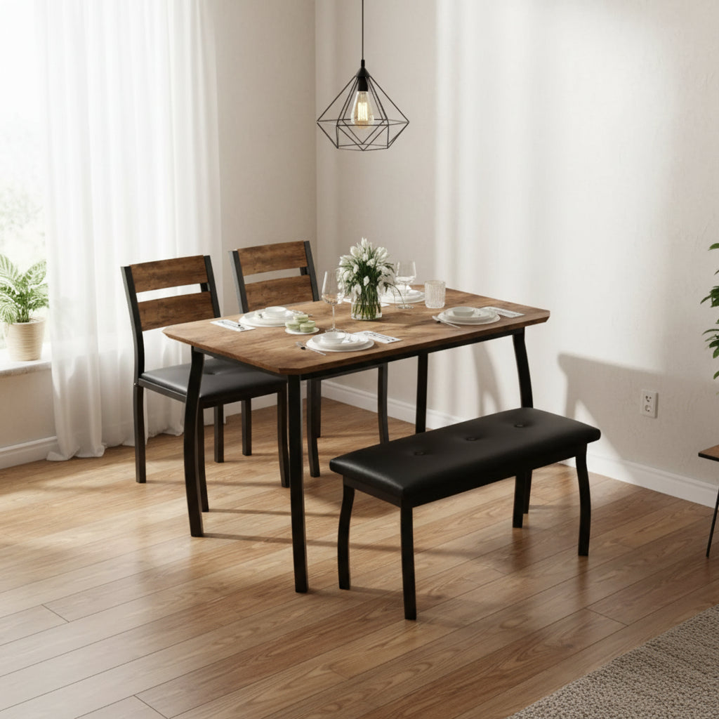 Set tavolo da pranzo in legno da 4 pezzi, per sala da pranzo, ufficio e soggiorno, vintage