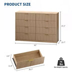 Comò a 8 cassetti scanalato, Cassettiera ampia per camera da letto e ripostiglio, Legno naturale