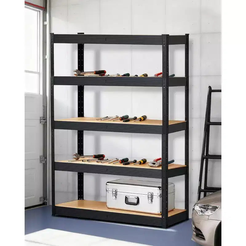 Scaffalature metalliche per garage, Scaffali regolabili per garage, Scaffalature a 5 ripiani, Scaffali multiuso per magazzino, dispensa, cantina