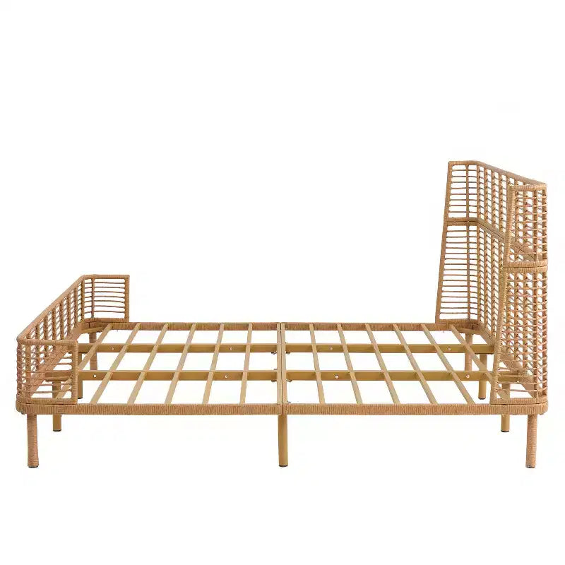 Christopher Knight Home Shadow Letto in vimini PE con testiera ad alette Shadow Coastal Grid