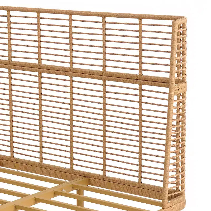 Christopher Knight Home Shadow Letto in vimini PE con testiera ad alette Shadow Coastal Grid