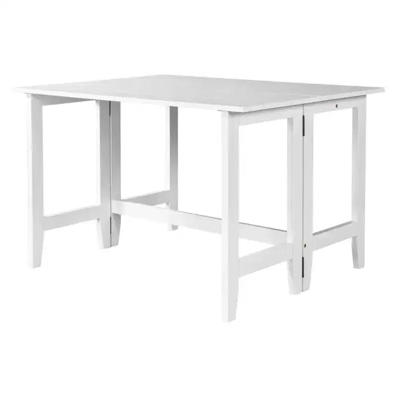 Tavolo da pranzo estensibile in legno stile farmhouse da 36 pollici con prolunga pieghevole, ideale per piccoli spazi, gambe in legno massello di gomma, bianco