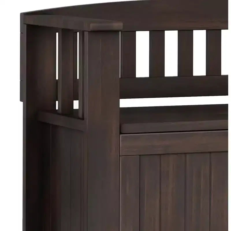Panca contenitore in legno massello, transizionale, piccola da ingresso, larga 91 cm, Normandy