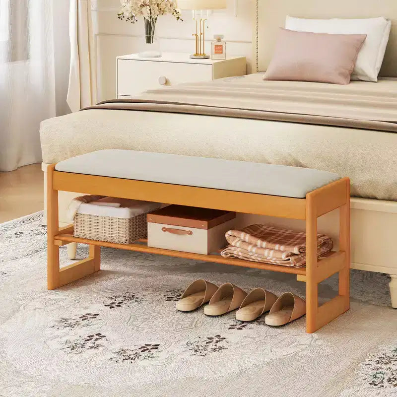 Costway Panca Scarpiera a 2 Livelli da 40'' con Vano Portaoggetti Superiore e Ripiano a Doghe per Ingresso Camera da Letto